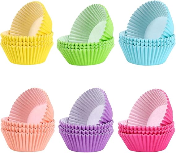 600 Rainbow Pastel Cupcake Liners for Muffin Pans, Baking Cups for Parties