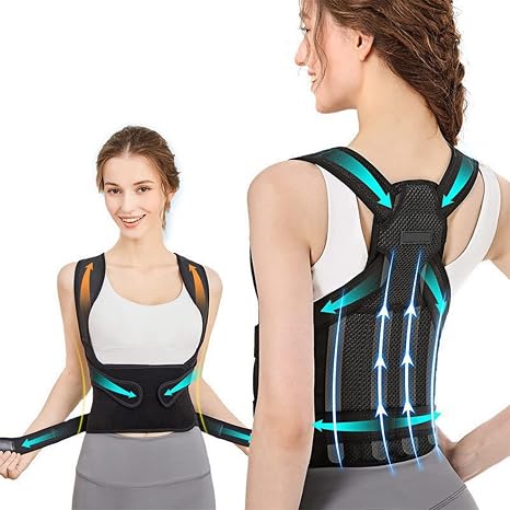 Back Brace for Women and Men,Shoulder Straightener,Back straightener,Adjustable Posture Corrector Suitable for Upper and Lower Back Pain Relief-Scoliosis,Hunchback,Spine Corrector(Black,M)