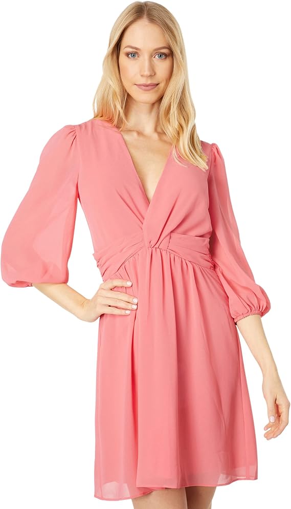 Vince Camuto Womens Gathered Chiffon Mini Dress