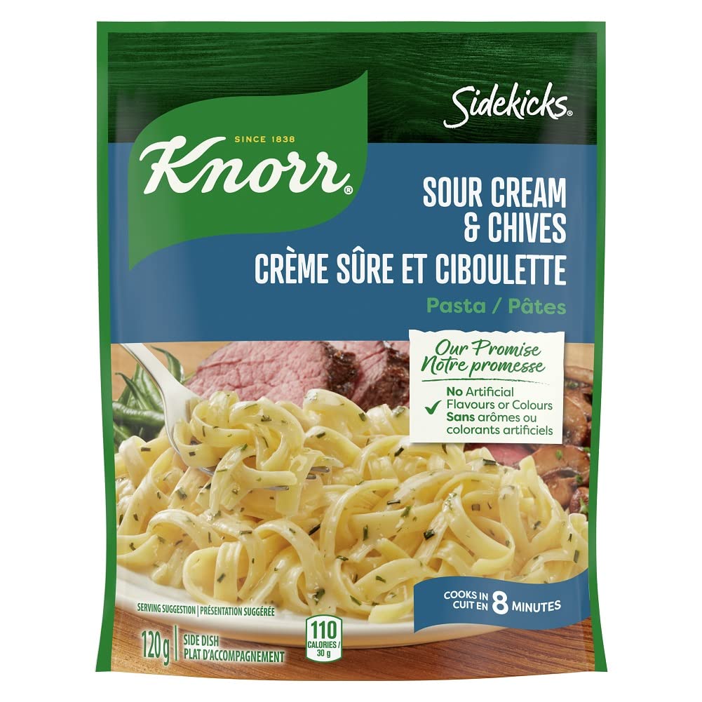 Knorr Sidekicks, Sour Cream & Chives Pasta Side Dish, 120g4.23 Ounce Pack of 8 {Imported from Canada