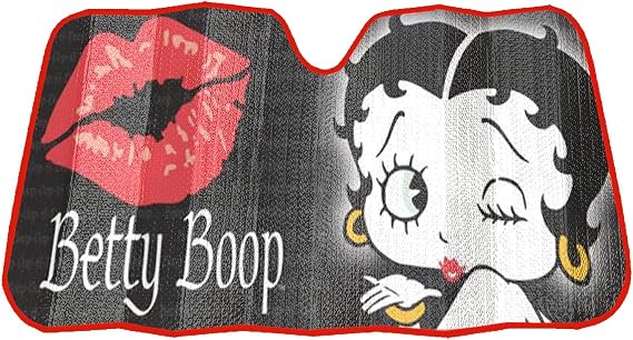 Plasticolor 003716R01 Betty Boop Timeless Black Accordion Style Car Truck SUV Front Windshield Sunshade