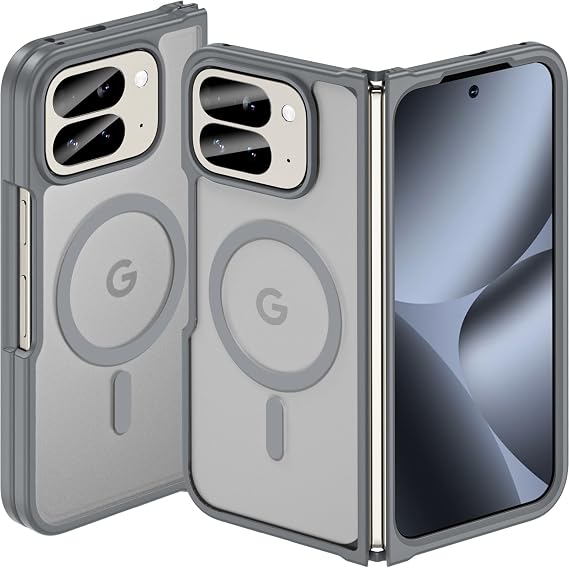 Magnetic Case for Google Pixel 10 Pro Fold, Pixel Fold Case for MagSafe Compatible Wireless Charging, Skin-Friendly & Smooth Touch, Military-Grade Shockproof & Drop-Proof Cover, Slim, Grey