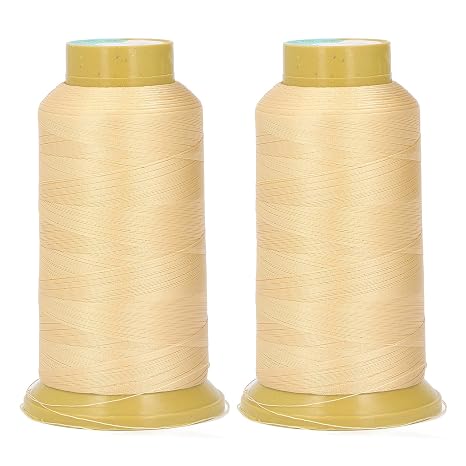 2pcs Sewing Thread Cones High Tensile Strength Preventing Breakage 2187 Yards Each 3 Strand Embroidery Thread Spools (Beige)