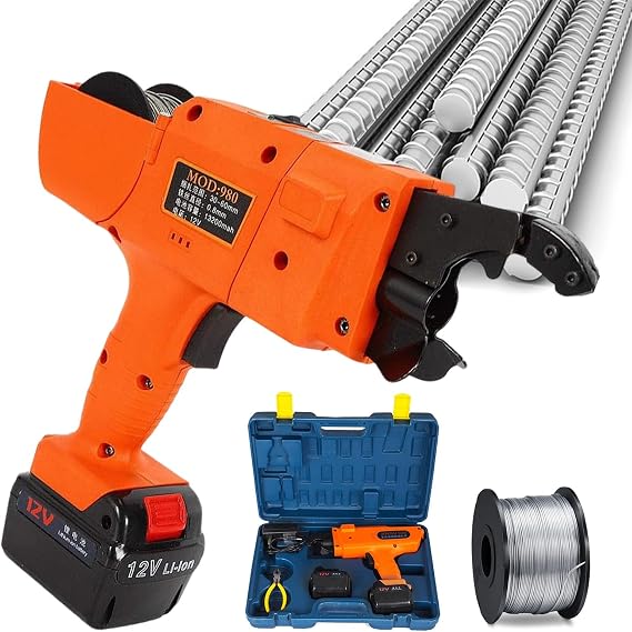 Rebar Tying Tool, 8-34mm/30-60mm Automatic Rebar Tying Machine, Handheld Rebar Tie Rechargeable Rebar Tier Machine for Steel, Aluminum(1500mAh/13200mAh Lithium Battery X 2),30-60MM