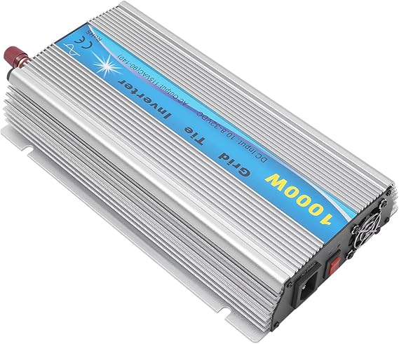 1000W Micro Inverter Grid Tie Solar Inverter, MPPT Pure Sine Wave, DC10.8-32V to AC110V, Automatic Identification Power Inverters for 18V Solar Panel & 24V Battery, Silver