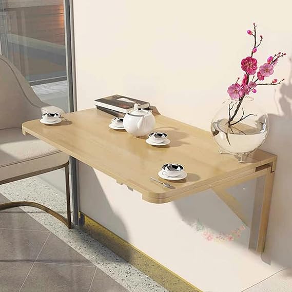 Wall Mounted Folding Table, Wall Mounted Fold Down Desk for Small Saving Spaces, Kids Floating Desk for Dining, Room, Study, Kitchen, Dinner, Bar(50x30cm/20x12in)