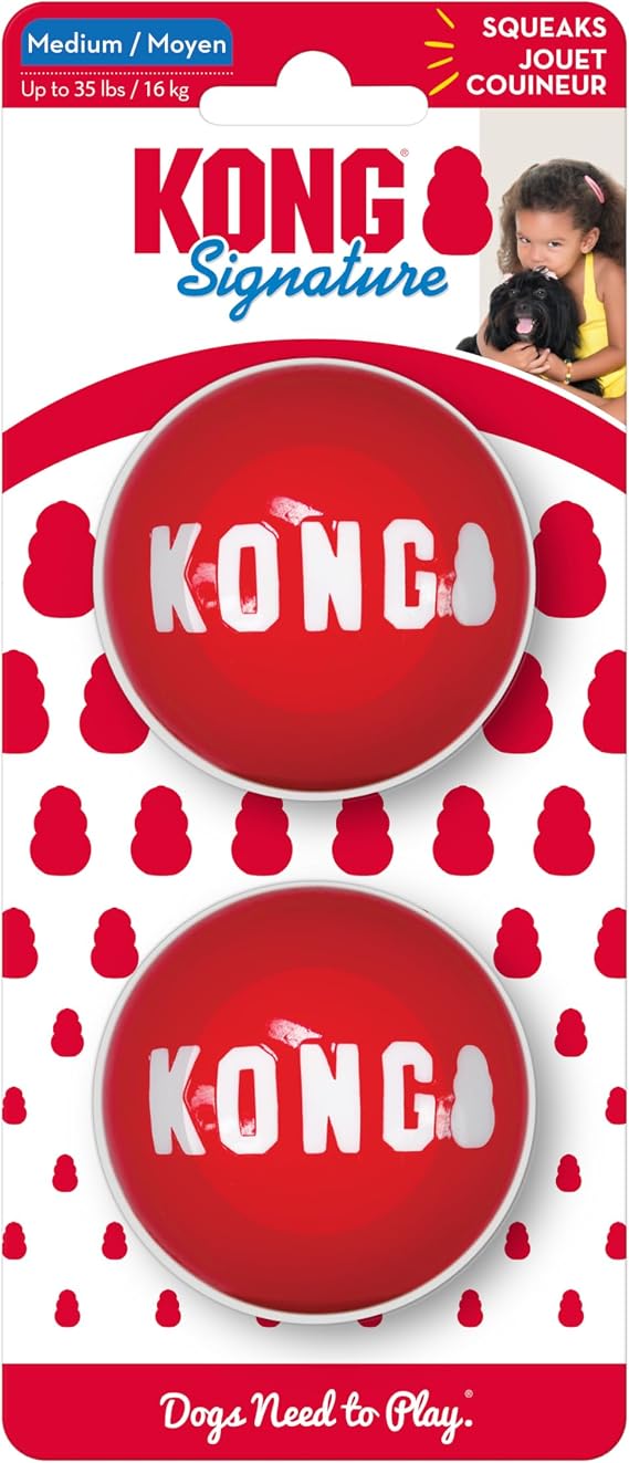 KONG Signature Balls Fetch Toy, Medium, 2-Pack