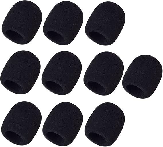 Mudder 10 Pack Microphone Covers Foam Microphone Windscreen Mic Covers Thick Handheld Stage Disposable Mic Pop Filter Suitable for Most Standard Black
