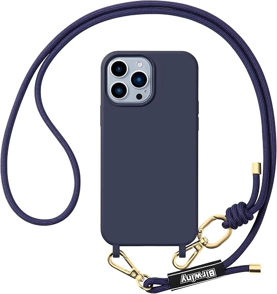 Case Compatible with iPhone 15 with Adjustable Strap - Heavy Duty Shockproof Drop Protection - Blue