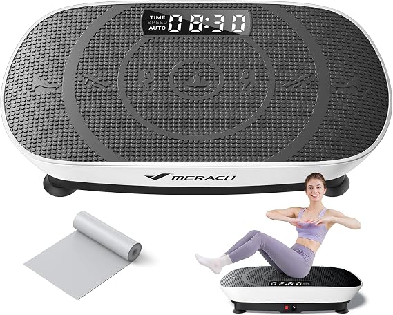 MERACH CV30 Pro Curved Vibration Plate Exercise Machine, Powerful & Quiet | 400lbs Capacity, Whole Body Workout Equipment for Lymphatic Drainage, Shake Plate with Bluetooth & Auto ON/OFF for Home Gym