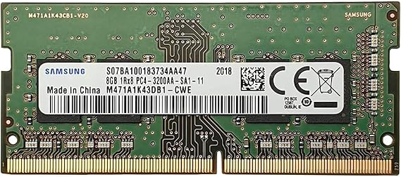 Samsung 8GB DDR4 3200MHz PC4-25600 (PC4-3200AA) CL22 SODIMM 1Rx8 Single Rank 1.2V 260-Pin Laptop RAM Memory