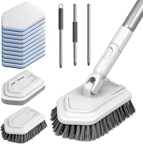 Tile Tub Scrubber Brush with Different Function Cleaning Heads