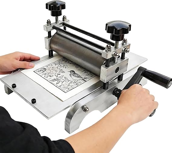 Manual Etching Press for Paper Printmaking Machine, Desktop Flatbed Printing Press for Copperplate Intaglio Relief Techniques
