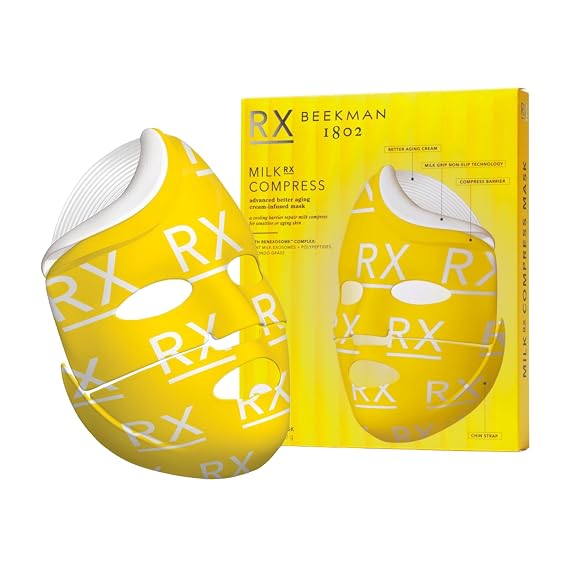 Beekman 1802 Milk RX Advanced Better Aging Collagen Face Mask, Single Use | Hydrating Sheet Mask for Firming & Glass Skin, Goat Milk Barrier Support