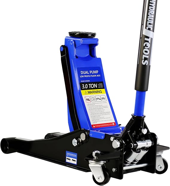 Hydraulic Trolley Service Floor Jack, 3 Ton(6000lbs) Low Profile Floor Jacks, Heavy-Duty Steel Racing Floor Jack with Dual Piston Quick Lift Pump, Lifting Range 3.3"-18.5"
