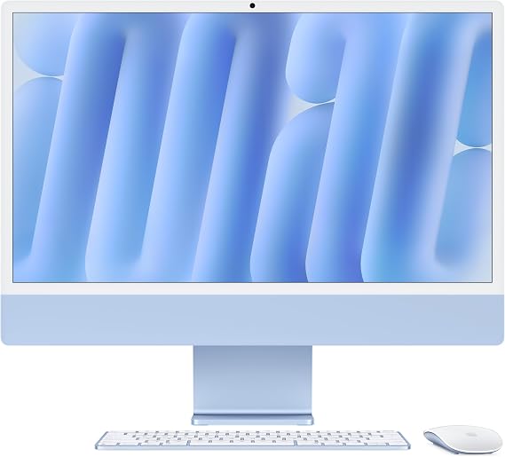 Apple iMac All-in-One Desktop Computer with M4 chip with 10-core CPU and 10-core GPU: Built for Apple Intelligence, 24-inch Retina Display, 16GB Unified Memory, 256GB SSD storage; Blue