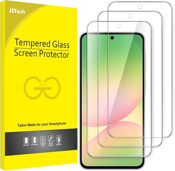 JETech Screen Protector for Samsung Galaxy A56 5G, 9H Tempered Glass Film, Anti-Scratch, HD Clear, 3-Pack
