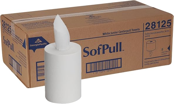 Georgia-Pacific SofPull Junior Centerpull Premium Paper Towel by GP PRO, Georgia-Pacific, White, 28125, 8 Rolls Per Case