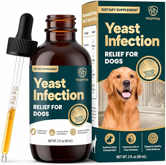 Yeast Infection Treatment for Dogs Drops (7 in 1 Formula) Soothes Itchy & Irritated Skin, Improves Skin and Coat, Dog Yeast Infection Treatment & Anti Yeast Drops for Dogs