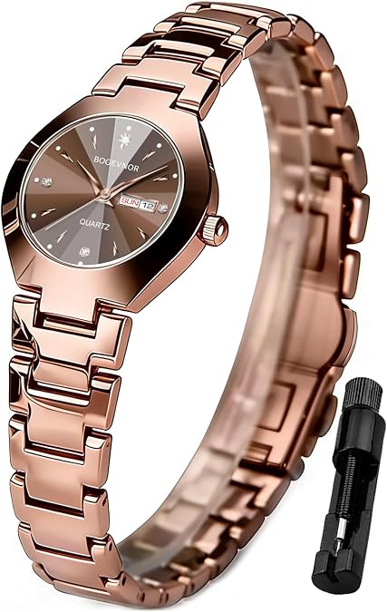 Minimalist Watches for Women Business Dainty Ladies Watches with Day and Date Luxury Stainless Steel Analog Quartz Wrist Watch for Women Waterproof Female Dress Watch