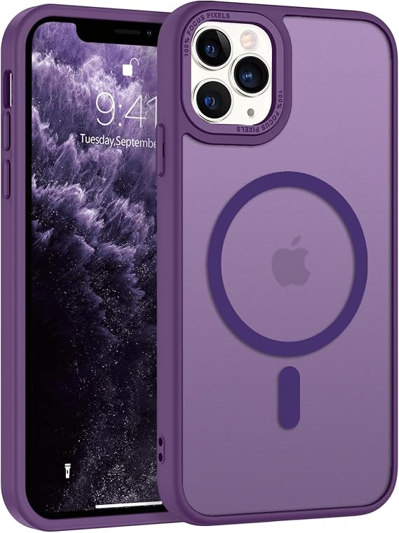 BENTOBEN for iPhone 11 Pro Case [Compatible with Magsafe] Translucent Matte Magnetic iPhone 11 Pro Phone Case Slim Shockproof Bumper Women Men Protective Cover for iPhone 11 Pro 5.8", Dark Purple