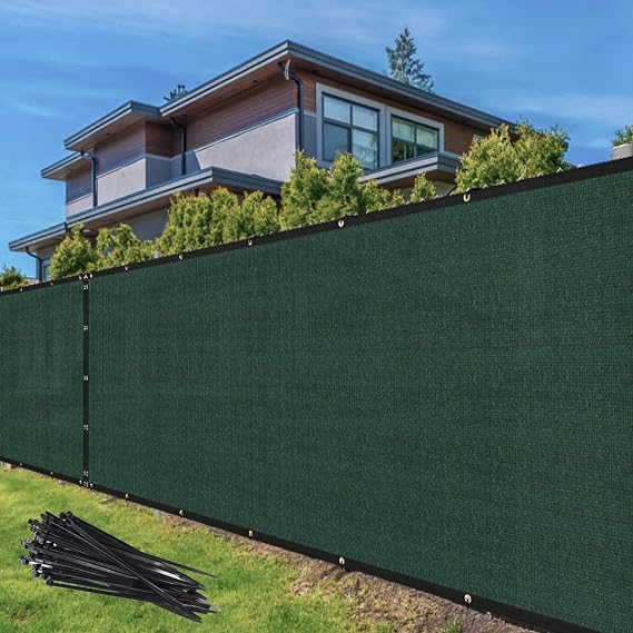 TANG 6' x 50' Privacy Fence Screen Green Shade Cloth with Grommets, Chain Link Fence Panels Outdoor Mesh Fabric Fencing, Balcony Windscreen Cover,Temporary Garden Fencing for Yard Deck Pool