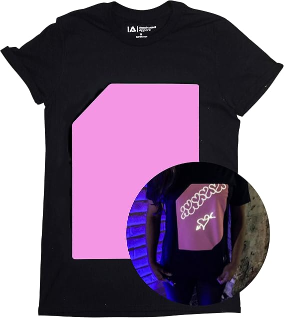 Illuminated Apparel Interactive Glow in The Dark T-Shirt - Fun for Birthday Parties & Festivals - Light up The Night