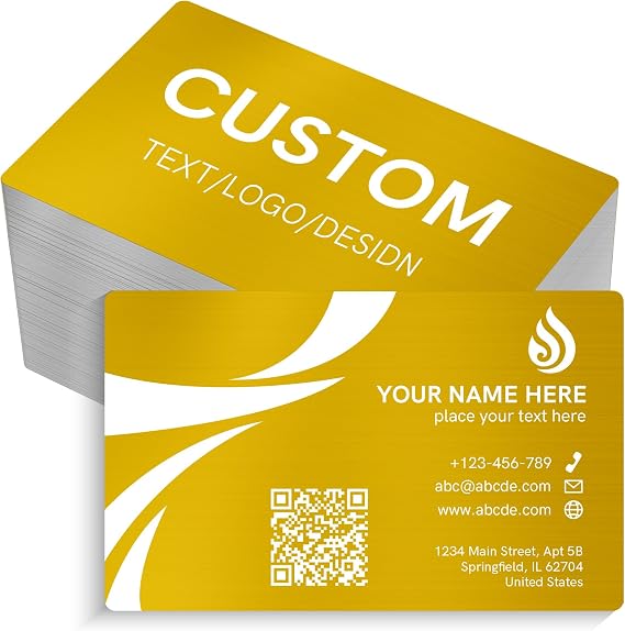 20-500 Custom Metal Business Cards Engraved Logo Text QR Code for Branding | Personalized Aluminum Double-sided Laser Engraved Business Card,Customized Company VIP Cards for Networking Promotional Gifts