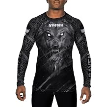 Raven Fightwear Men's Nordic Wolf Warrior Ulfhedinn 2.0 BJJ Rash Guard Long Sleeve MMA Black Edition