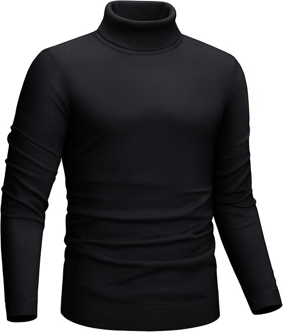 CRYSULLY Men's Pullover Sweater, Long Sleeve Turtle Neck, Slim Fit Tops | Soft and stretchable fabric; ribbed cuffs& hem; spring, fall and winter fashion; ideal for daily casual wear& business