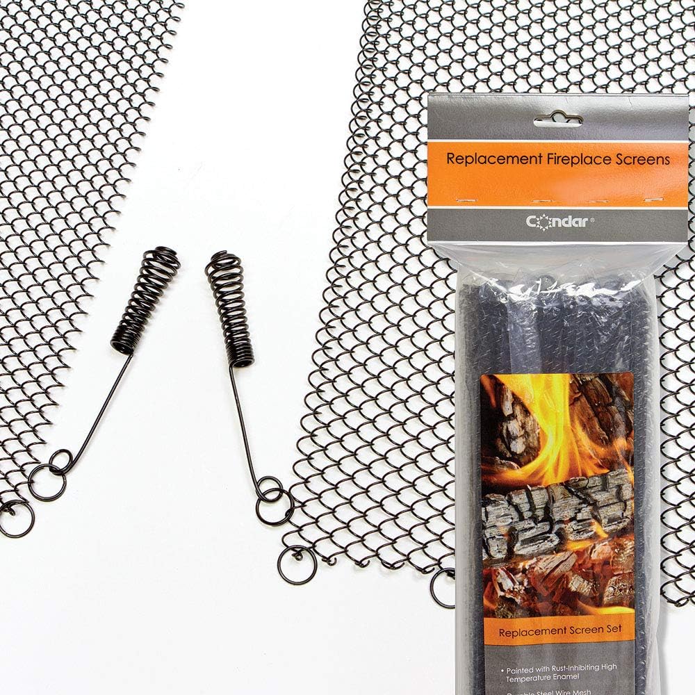 Enhance the Style of Your Fireplace with a Condar Mesh Screen. Fireplace Mesh Screen Curtain. 21 High. Includes 2 Panels, each 24 Wide