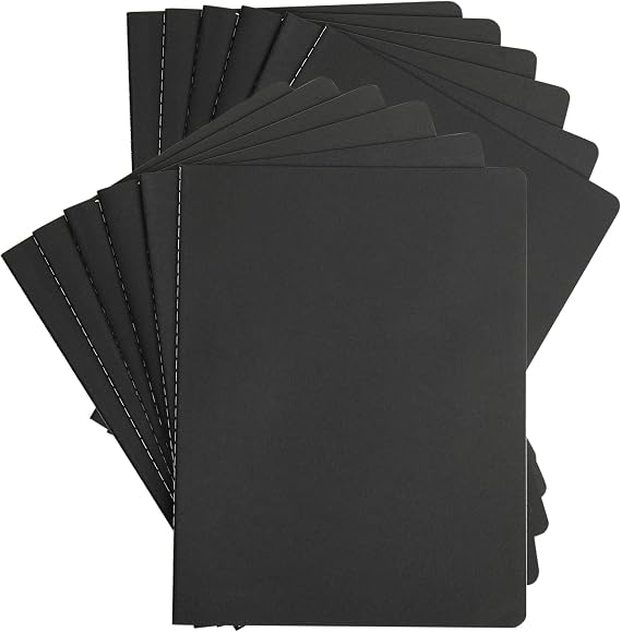 Large Notebook Journals Bulk, 12 Pack, Black Cover, 60 Unlined Pages, A4 Size, 8.5x11 inch, 80GSM Thick Blank Paper