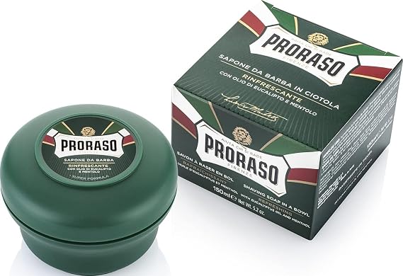 Proraso Shaving Soap in a Bowl, Green, 150 ml | Refreshing and Toning, For Men, With Eucalyptus Oil and Menthol, Made in Italy