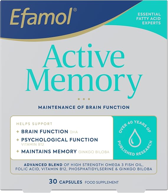 Efamol Active Memory | Omega 3 & Ginkgo Biloba Brain Capsules | 30