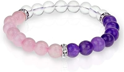 Rose Quartz Amethyst Crystal Bracelet- for Anti Depression Healing-Love Chakra-Reiki