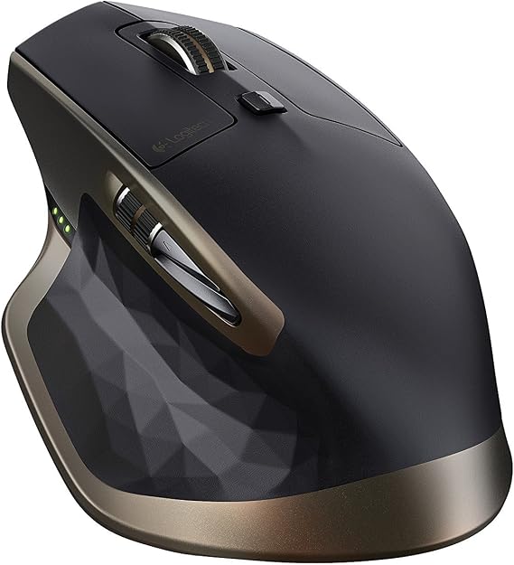 Logitech MX Master Wireless Mouse Use on Any Surface, Ergonomic Shape, Hyper-Fast Scrolling, Rechargeable, for Apple Mac or Microsoft Windows Computers, Meteorite
