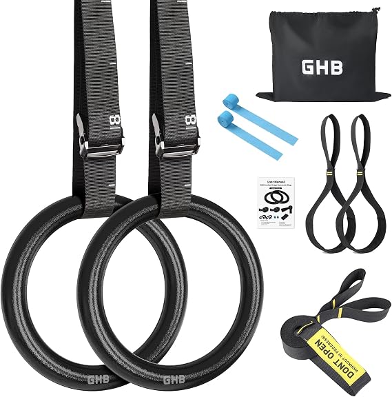 GHB Gymnastic Rings Gym Rings 1.1" Olympic Rings