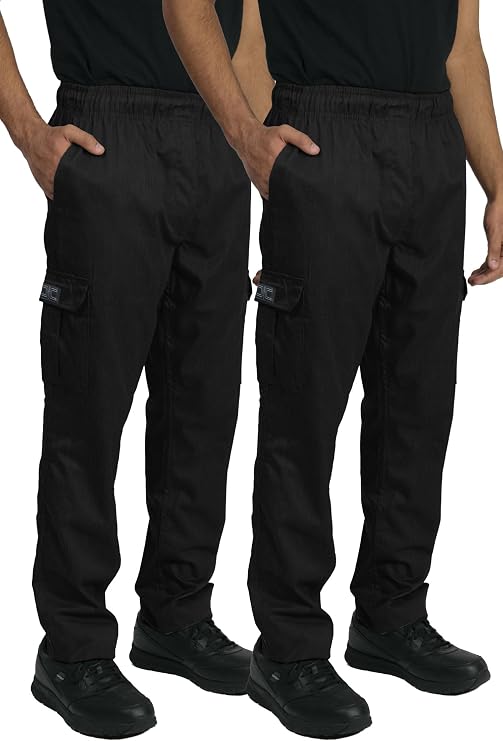 Chef Code 2-Pack Modern Fit Tactical Inspired Chef Pants with Zipper Fly and Cargo Pockets