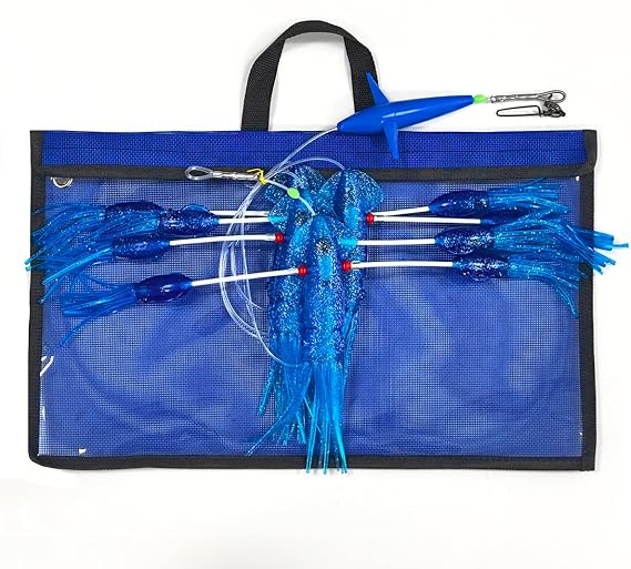 kmucutie 20 inch Daisy Chain Teaser Offshore Trolling Fishing Squid Set,for Marlin Tuna Mahi, Equipped with 9 Squids and 5 Plastic Airplane