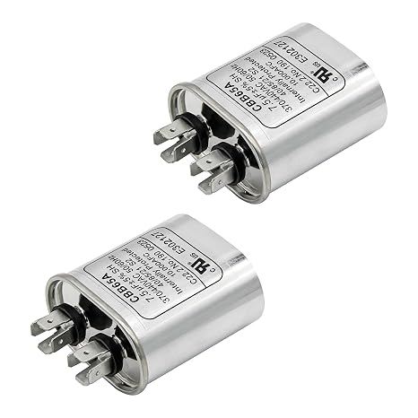 7.5 MFD AC Capacitor, 7.5 uF 6% 7.5 MFD 370V/440V CBB65 Volt Oval Run Start Capacitor for Condenser Straight Cool or Heat Pump Air Conditioner, AC Motor Run, Fan Start - 2 Pack