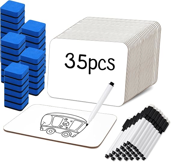 35 Pcs Small White Board 5 x 7 Inch Mini Dry Erase Board Small White Boards with Markers Erasers Double Sided Dry Erase Whiteboards for Students Classroom Meeting Voting Games Party (35)