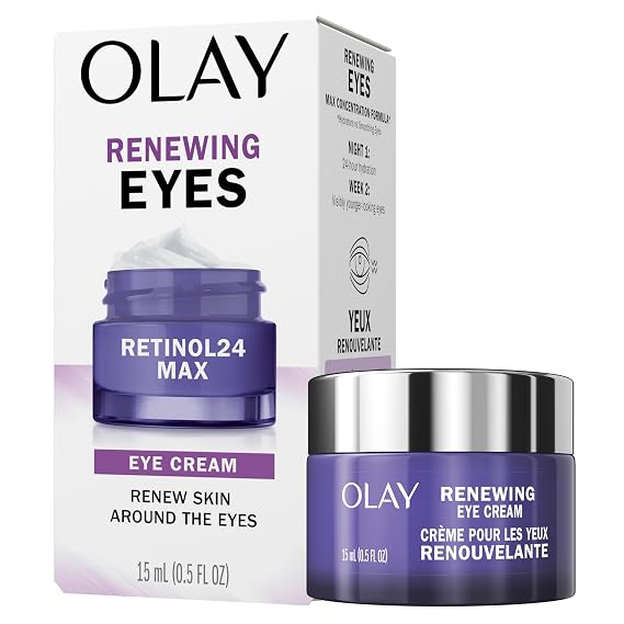 Olay Retinol 24 MAX Night Eye Cream, Fragrance Free Anti Aging Eye Cream for Fine Lines and Wrinkles, Hydrating Retinol Night Eye Treatment, Lightweight Moisturizing Eye Cream, 0.5 oz