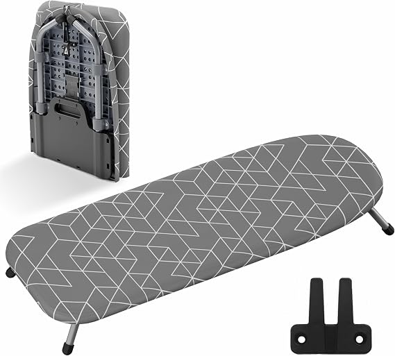 Xabitat Tabletop Ironing Board, Grey | Portable tabletop design, foldable frame, heat-resistant cover, space-saving storage