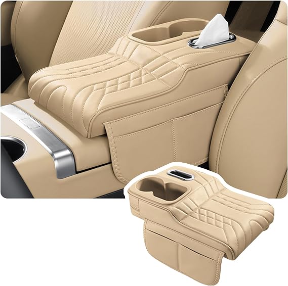Car Armrest Storage Box for Rolls-Royce Corniche Camargue Spirit Spur Park Ward Phantom Seraph, Non Slip Center Console Organizer, Leather Armrest Cushion, Multifunctional Ergonomic Elbow Support Pad