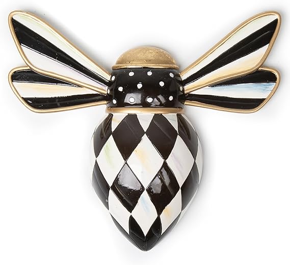 MACKENZIE-CHILDS Bee Wall Decor, Black-and-White Courtly Check