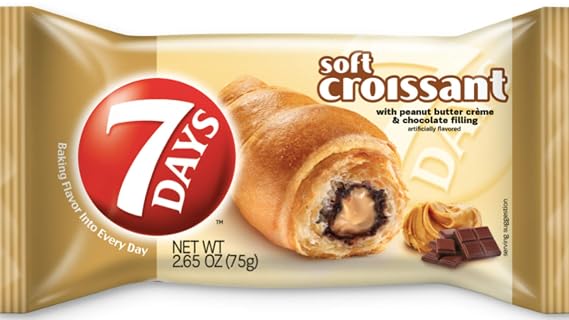 7Days Soft Croissant, Peanut Butter & Chocolate, 2.65 oz (Pack of 6 in single box)