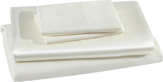 Beatrice Home Fashions 100% Polyester Satin Full Sheet Set, Ivory