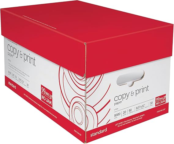(8.5"" x 11"") - Multi-Use Copy & Printer Paper Brightness 92, Case of 10 Reams - 5,000 Pages Total 851001-OD