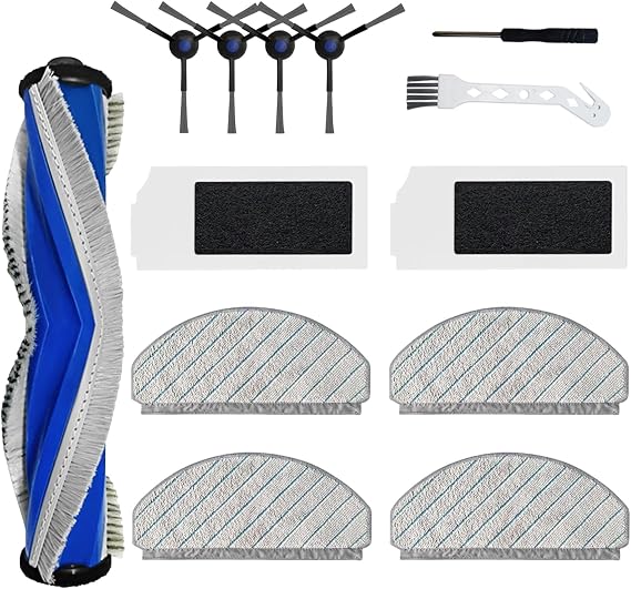 13 Pack Replacement Parts for ECOVACS DEEBOT N20 Plus N20 Pro Plus N20 Vacuum Cleaner, 1 Main Brush 2 HEPA Filter 4 Mop Pad 4 Side Brush 1 Cleaning Brush 1 Screwdriver