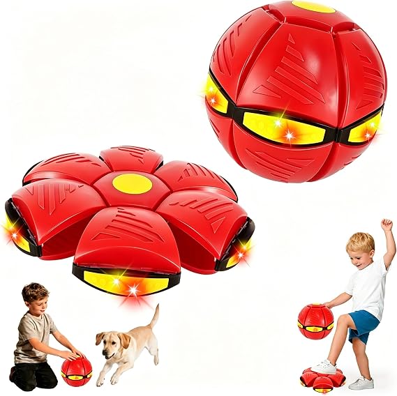 Magic Bouncing Ball,Kid's Magic Metaball,Magical Flying Saucer,2-in-1 Bouncy Ball with 6 Light,Dual Form Freely Switchable,Parent-Child Interaction Game,Bouncy Balls for Kids & Pets for Indoor Outdoor